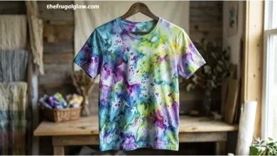 White t-shirt covered in ice cubes and colorful dye powder during the ice dyeing process