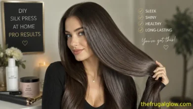 A woman showing the ultra-sleek, shiny results of a professional-grade DIY silk press done at home.
