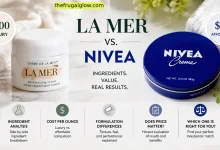 La Mer Crème de la Mer and Nivea Creme displayed side by side for an ingredient-by-ingredient skincare cost comparison.