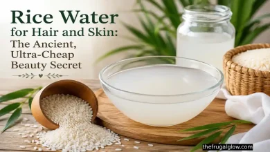 Homemade rice water for hair and skin with white rice, showing an affordable natural beauty treatment